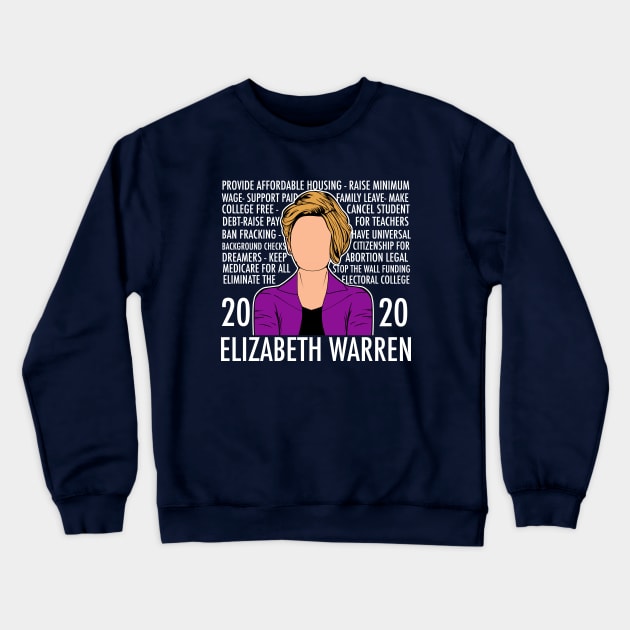 Elizabeth Warren 2020 Platform List Crewneck Sweatshirt by epiclovedesigns